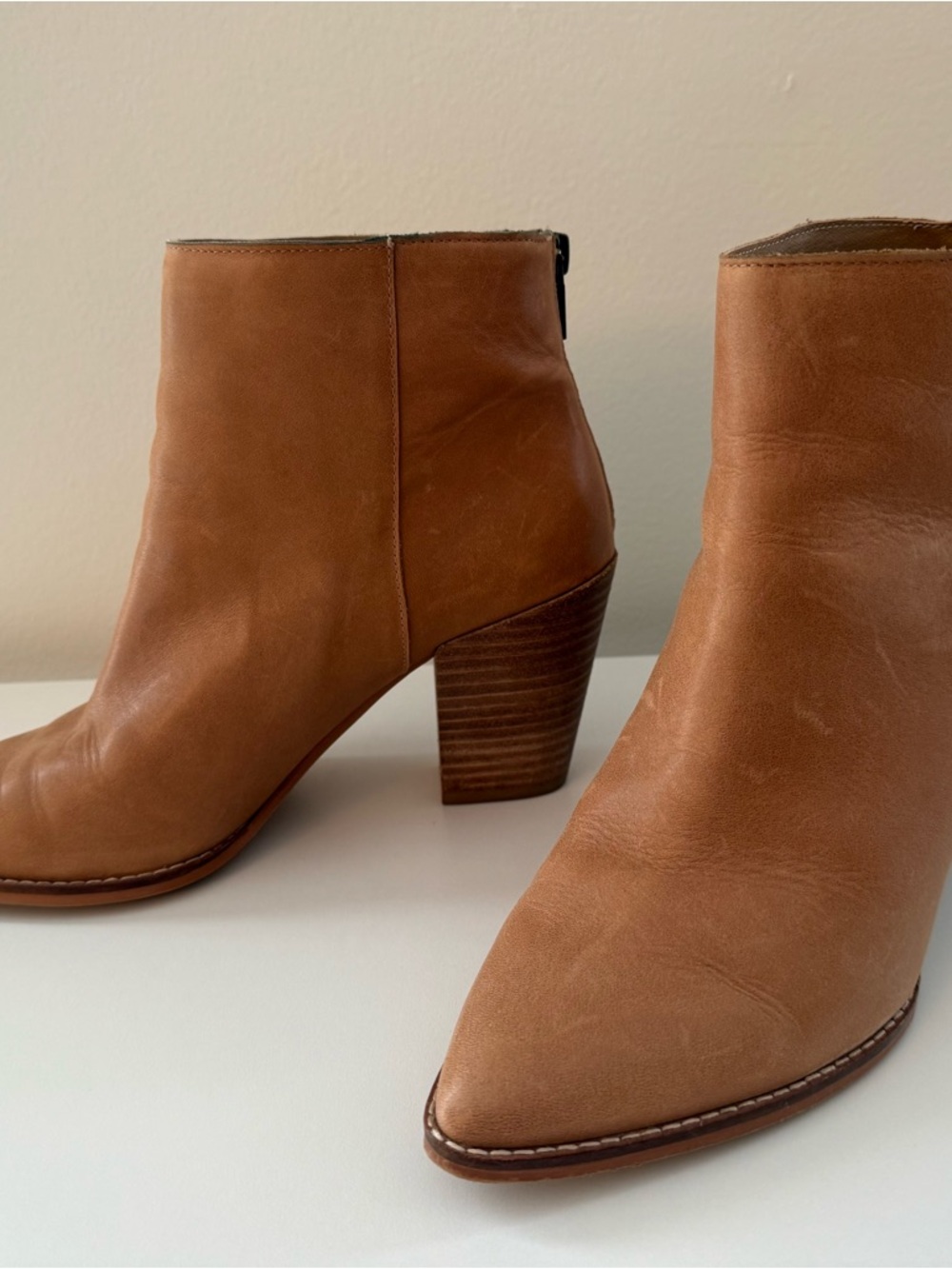 Classic Lucky Brand Tan Leather Ankle Boots - Women's